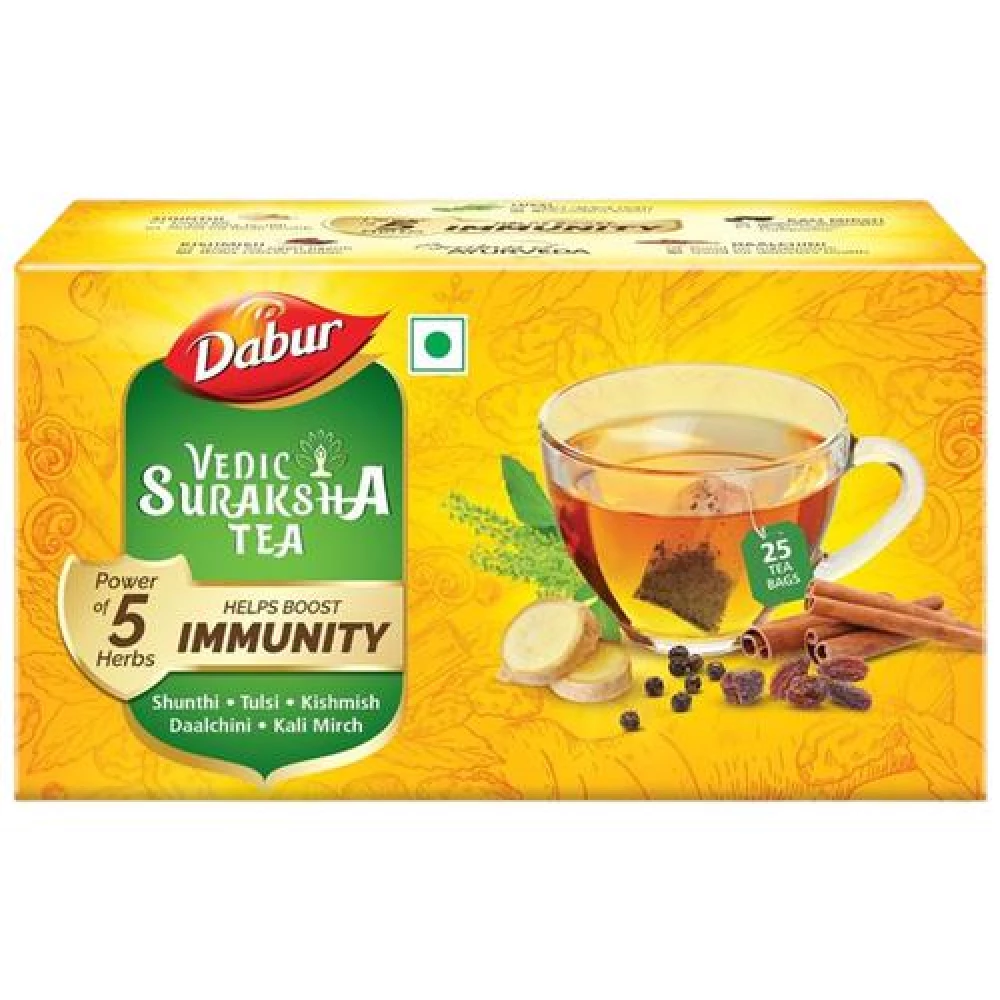 Dabur Vedic Suraksha Black Tea - Immunity Booster,  37.5 g (25 Bags x 1.5 g each) -1.webp